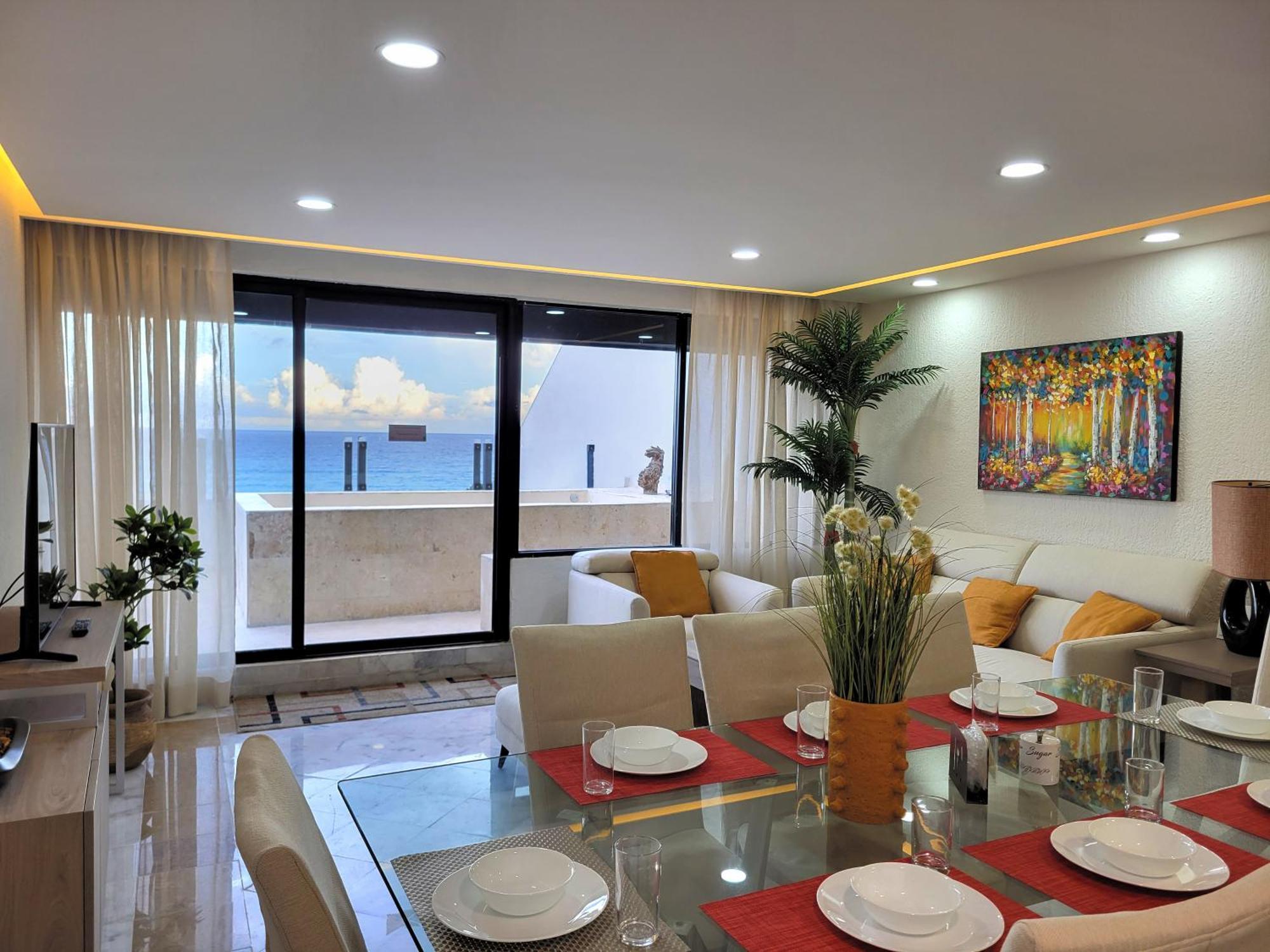 Beachfront Getaway Condo Cancun Bagian luar foto